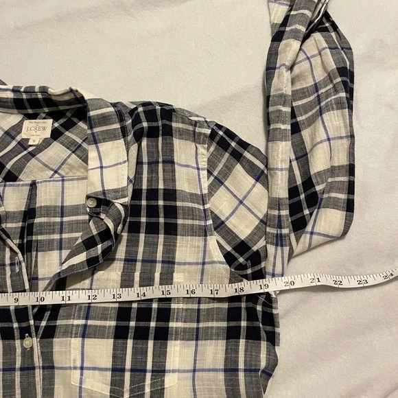 J Crew Sz S‎ 100% Cotton Plaid Preppy Work Casual Lagenlook Academia 90s Grunge - Picture 8 of 11